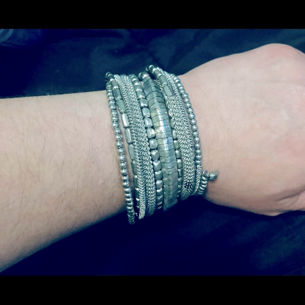 Beaded Metal Coil Bracelet